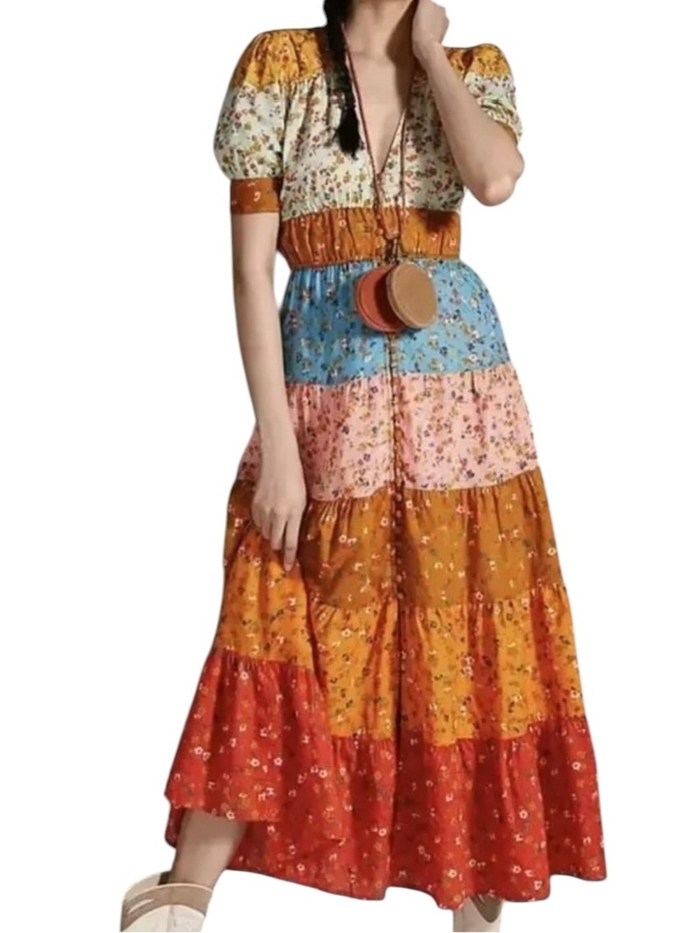 Anthropologie Tiered & True Floral Maxi Dress Size Medium - Picture 11 of 11